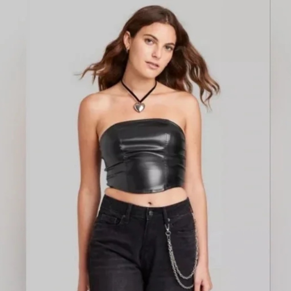 Wild Fable Faux Leather Corset Top